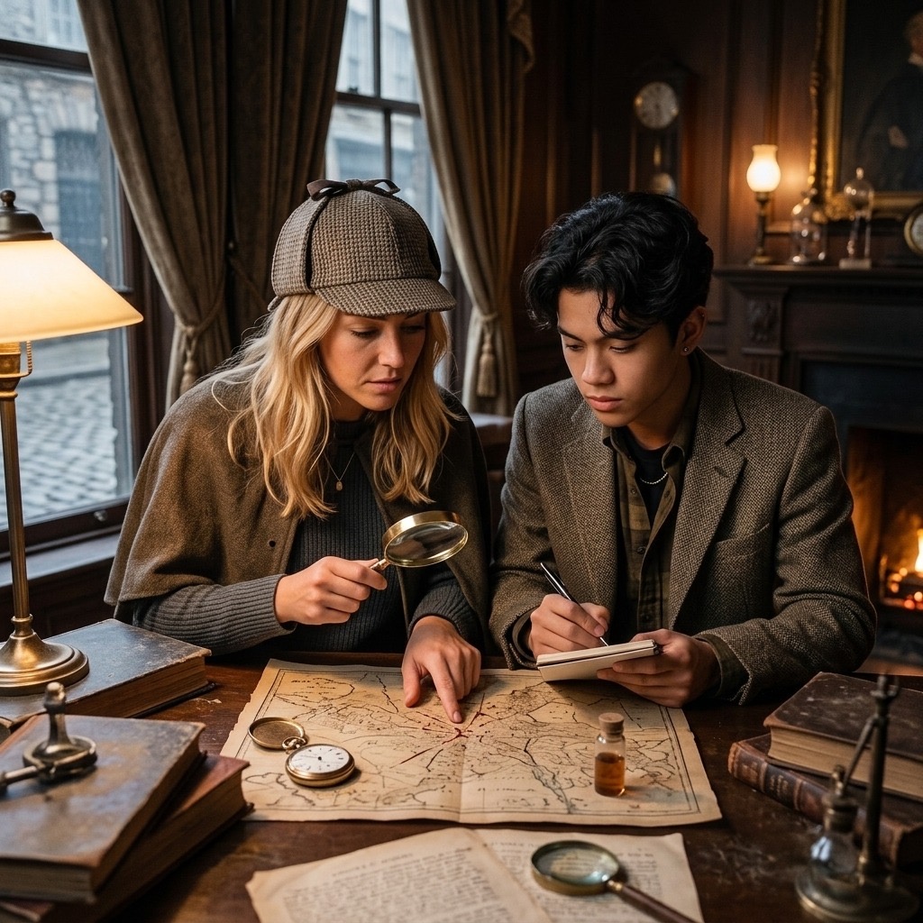 Sarah and John solving a crime